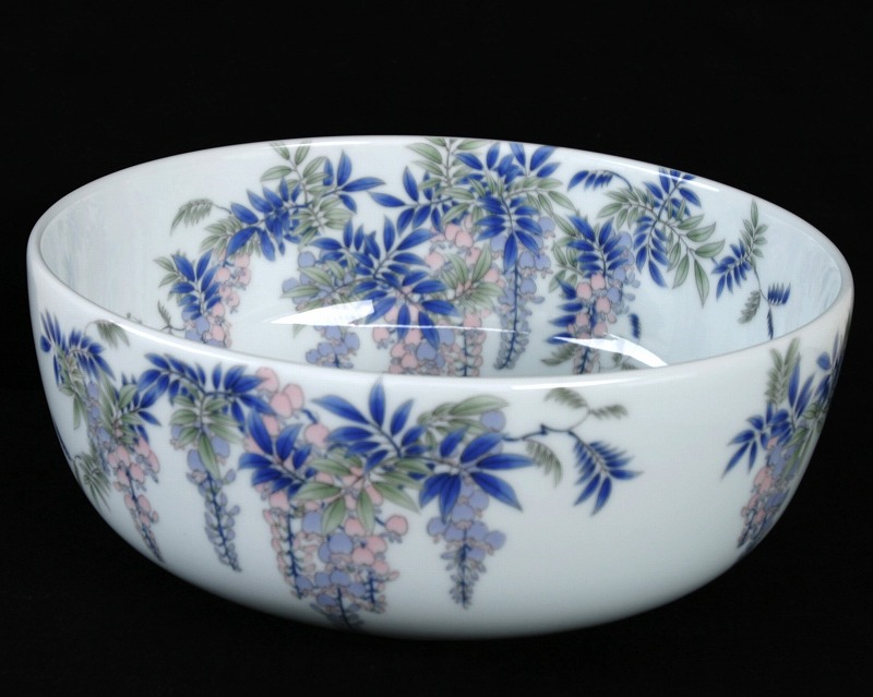 丼型手洗い鉢　染付藤絵画像
